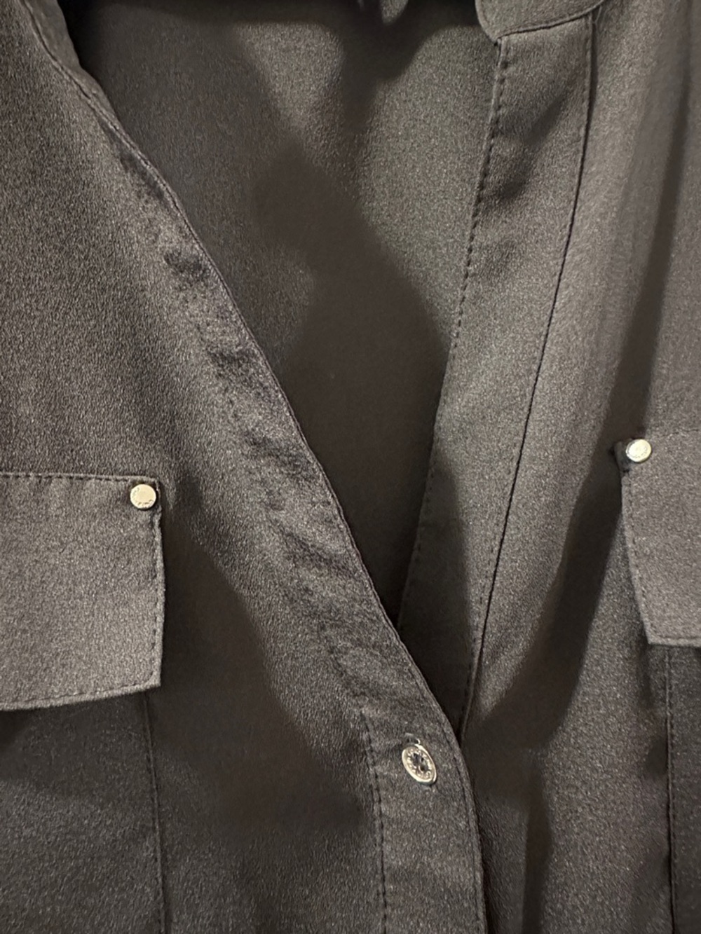 CALVIN KLEIN Quiet Classic Luxury Dark Gray Button-Front Utility Blouse Sz 1X - Picture 8 of 17